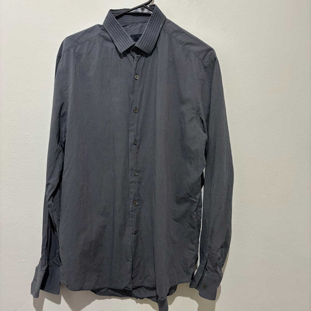 Lanvin Checkered Dress Shirt Size 16.5/42